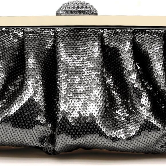 Clutch Purses for Women Sparkle Pleated Evening Clutch Bag Cloud Cross Body & Sh